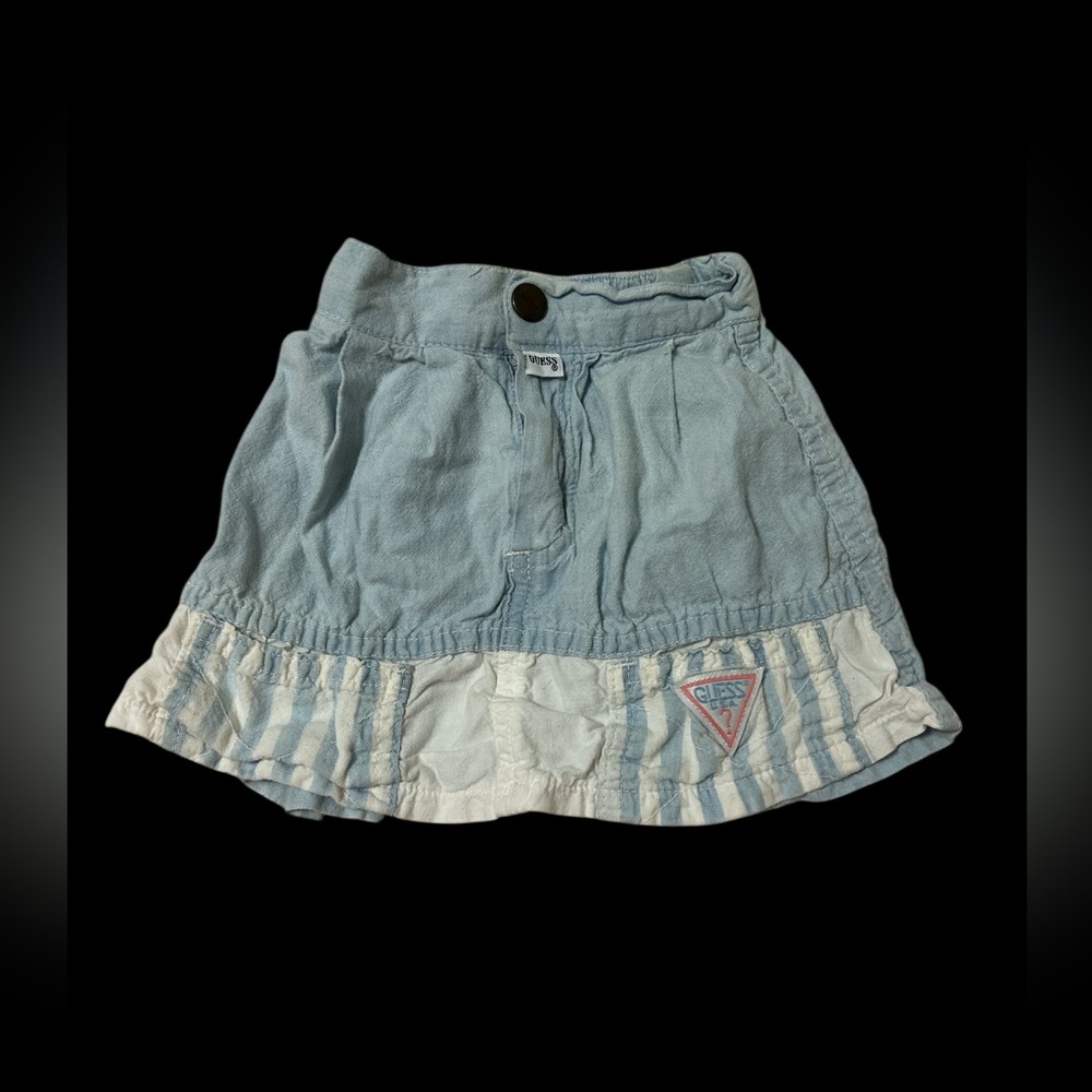 Vintage Denim Pinstripe Skirt w/ Pockets - 12 Months
